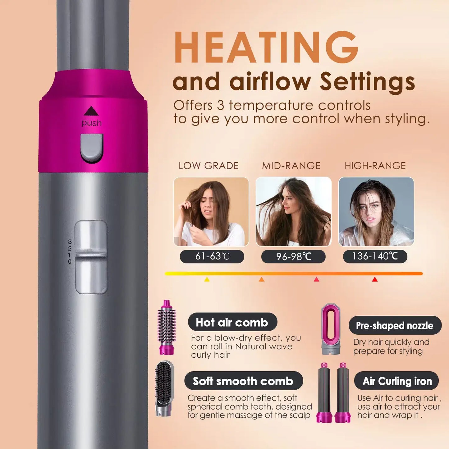 5 in 1 Hair Dryer Hot Comb
