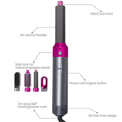 5 in 1 Hair Dryer Hot Comb